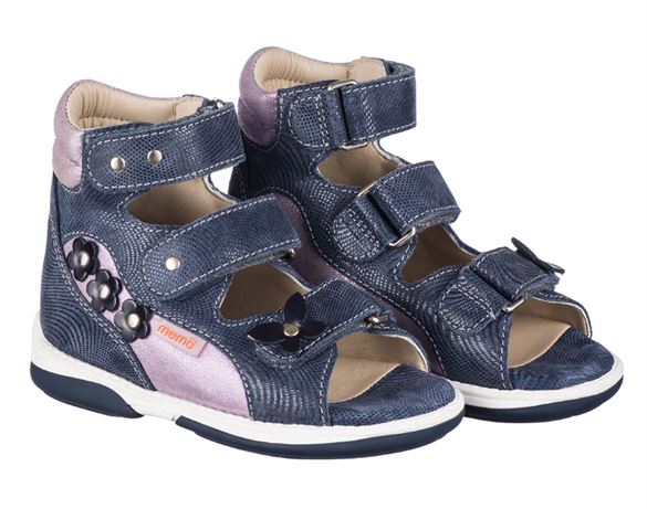 Billede af Memo Agnes, pigesandal, navy/lilla - sandaler med ekstra støtte